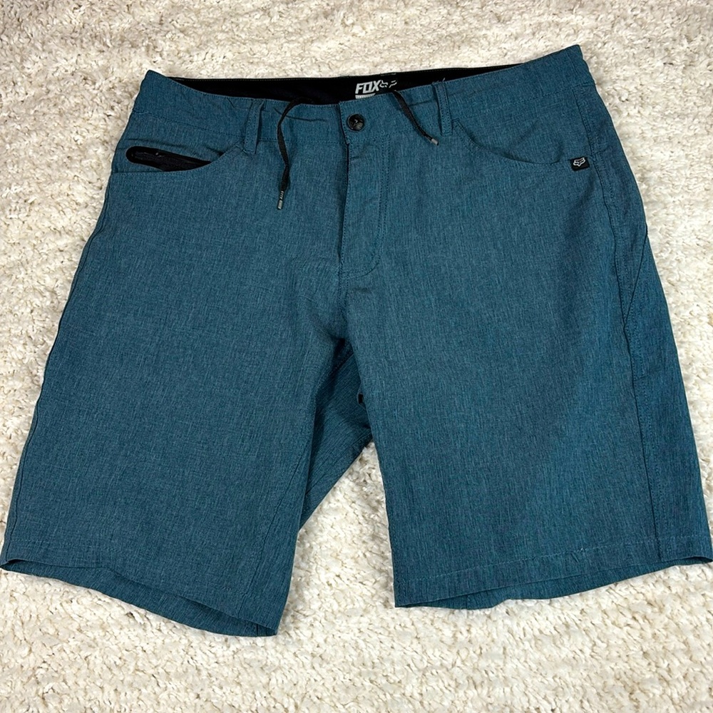 Fox Racing Board Shorts Men 34 Hybrid Blue Hike Camp Beach Surf Outdoor